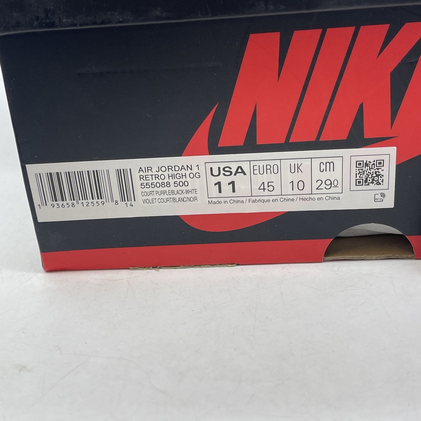 Size 11 - Air Jordan 1 Retro OG High Court Purple Black White (555088-500)