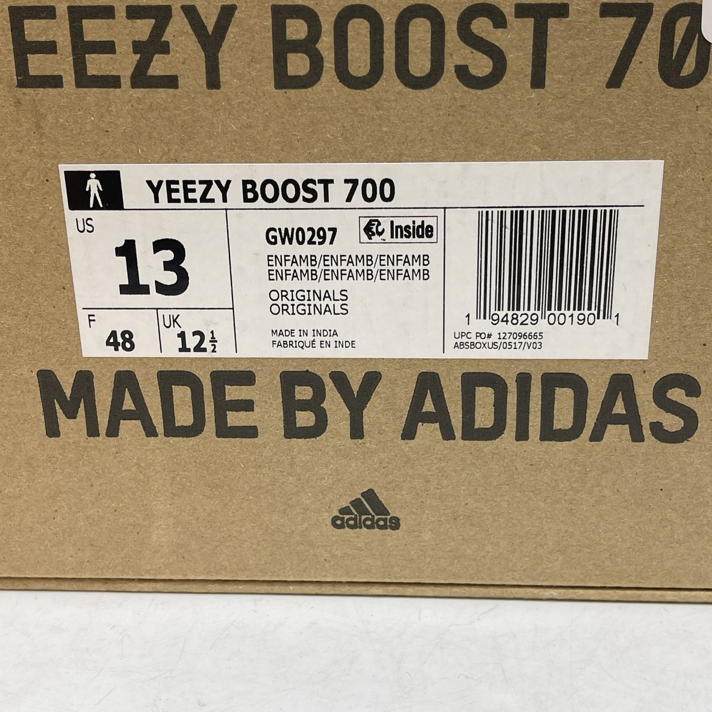 Size 13 - adidas Yeezy Boost 700 Enflame Amber Brown Black Suede (GW0297)