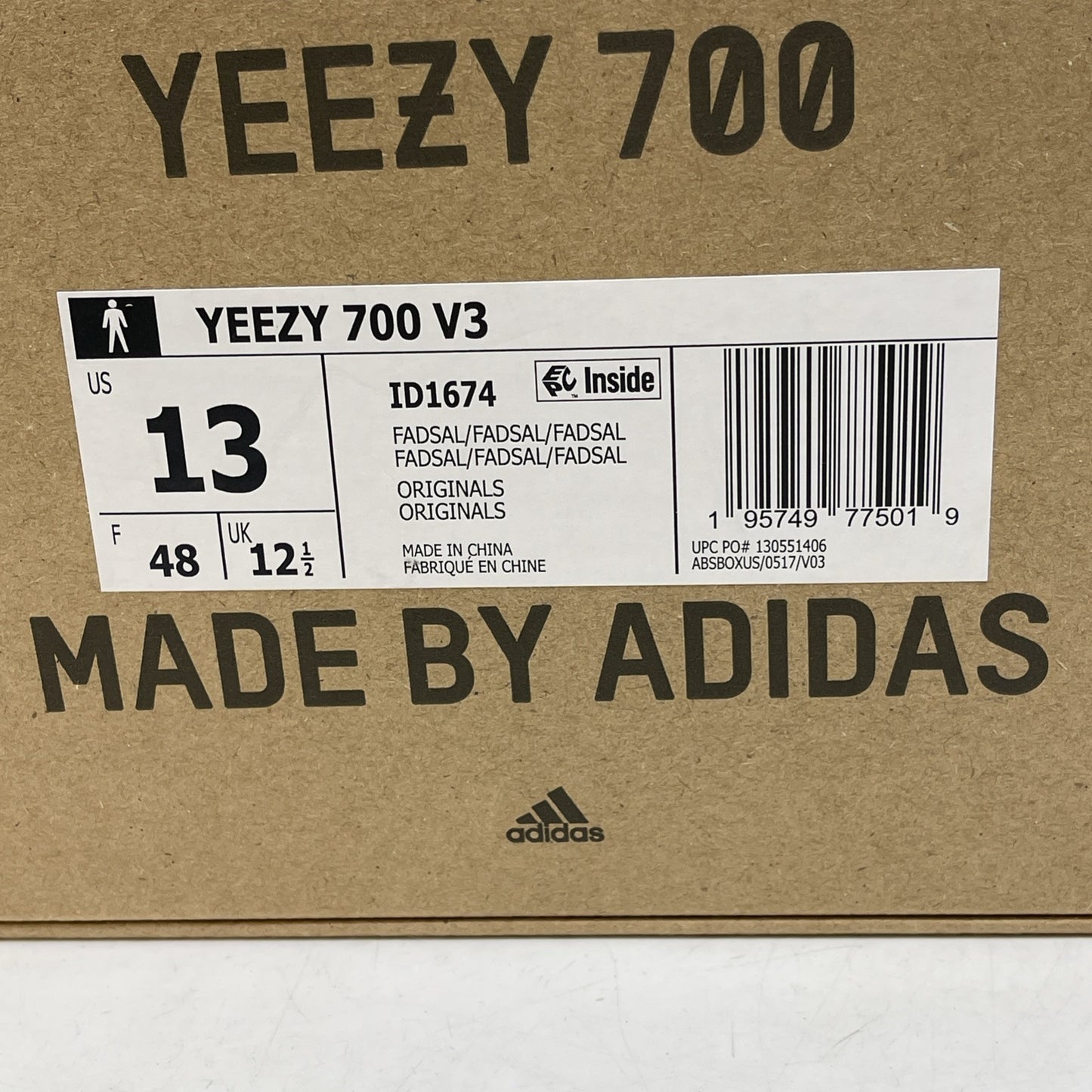 Size 13 - adidas Yeezy 700 V3 Fade Salt White Green Grey Suede Leather (ID1674)