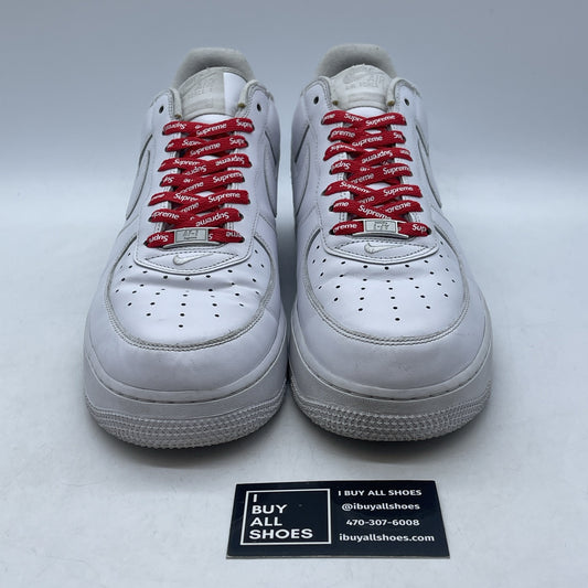 Size 12 - Nike Air Force 1 x Supreme Low Box Logo - White Leather (CU9225-100)