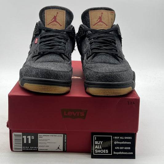 Size 11.5 - Levi's x Air Jordan 4 Retro Black Denim (AO2571-001)