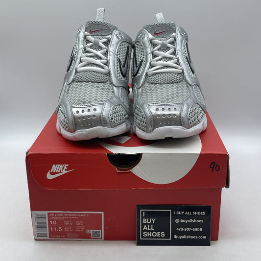 Size 10 - New Nike Zoom Spiridon Caged 2 Metallic Silver 2024 Authentic Low
