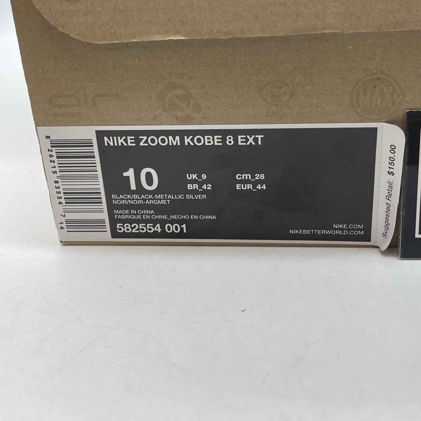 Size 10 - Nike Zoom Kobe 8 EXT Year of the Snake Black Suede Leather 582554-001