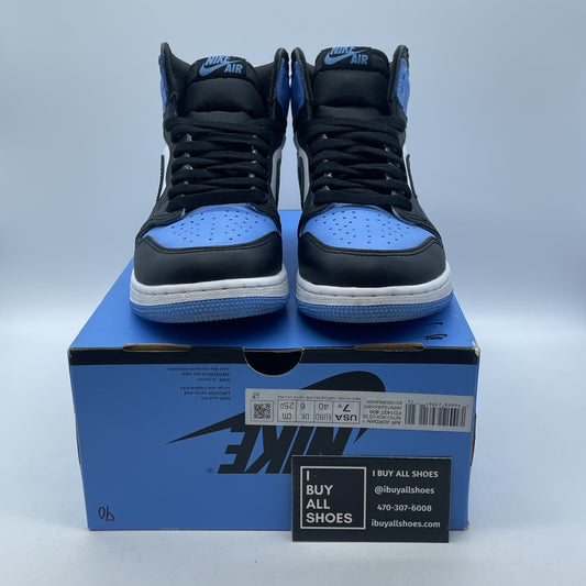 Size 7 (GS) - Jordan 1 High Retro OG UNC Toe Blue Black Leather (FD1437-400)