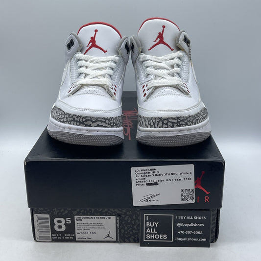 Size 8.5 - Air Jordan 3 Retro JTH NRG White Cement Suede Leather (AV6683-160)