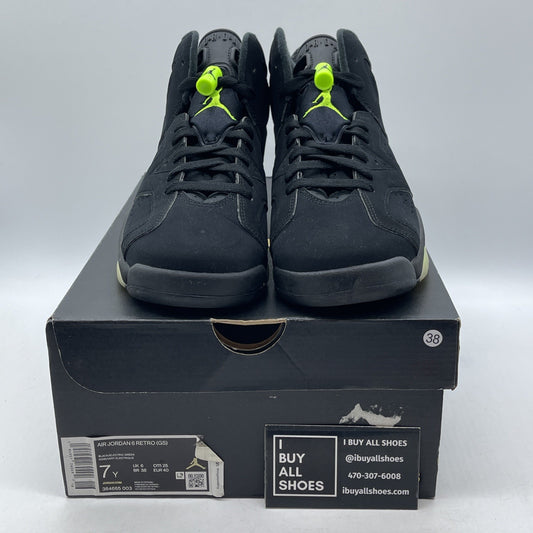 Size 7Y - Jordan 6 Retro Electric Green Black Suede (384665-003)