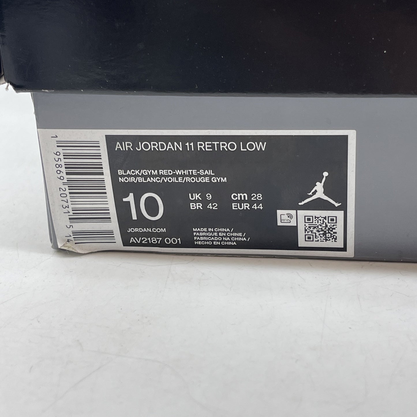 Size 10 - Jordan 11 Retro Low 72-10 Black Red Suede Leather (AV2187-001)