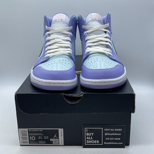Size 10 - Air Jordan 1 Mid Purple Pulse Purple Blue Leather (554724-500)