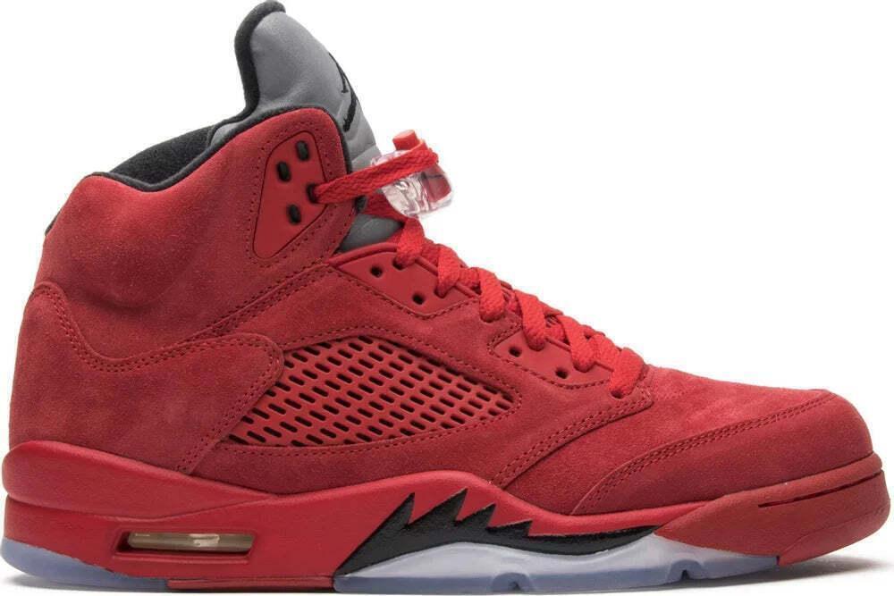Size 9.5 - Air Jordan 5 Retro Red Suede Black (136027-602)