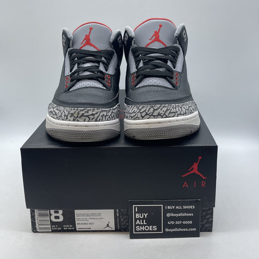 Size 8 - Jordan 3 Retro OG Mid Black Cement Suede Leather (854262-001)
