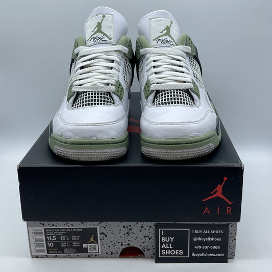 Size 11.5W - Jordan 4 Retro Mid Seafoam Green White Leather (AQ9129-103)
