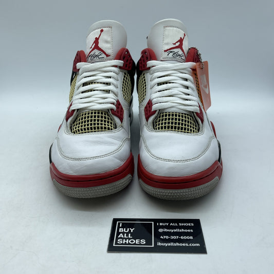 Size 10 - Jordan 4 Retro OG Mid Fire Red Black White Leather (DC7770-160)