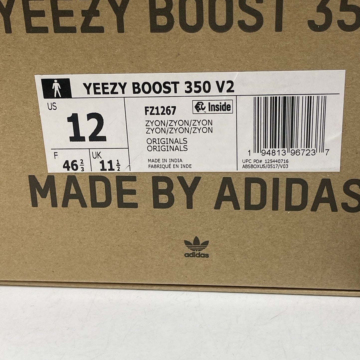 Size 12 - adidas Yeezy Boost 350 V2 Low Zyon Brown White Suede (FZ1267)