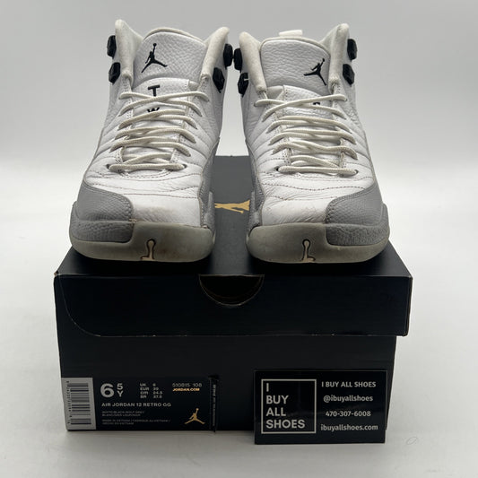 Size 6.5Y - Nike Air Jordan 12 Retro Wolf Grey White Black Leather (510815-108)