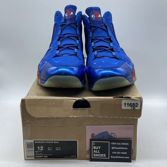 Size 12 - Nike Barkley Posite Max Sixers Blue Red Suede Leather (555097-300)