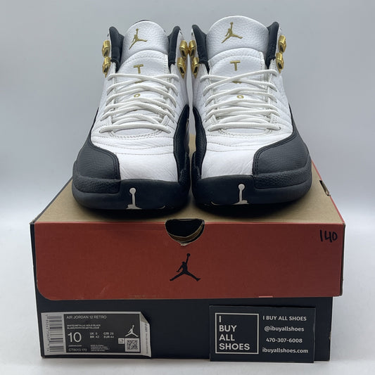 Size 10 - Jordan 12 Royalty White Black Gold Suede (CT8013-170)