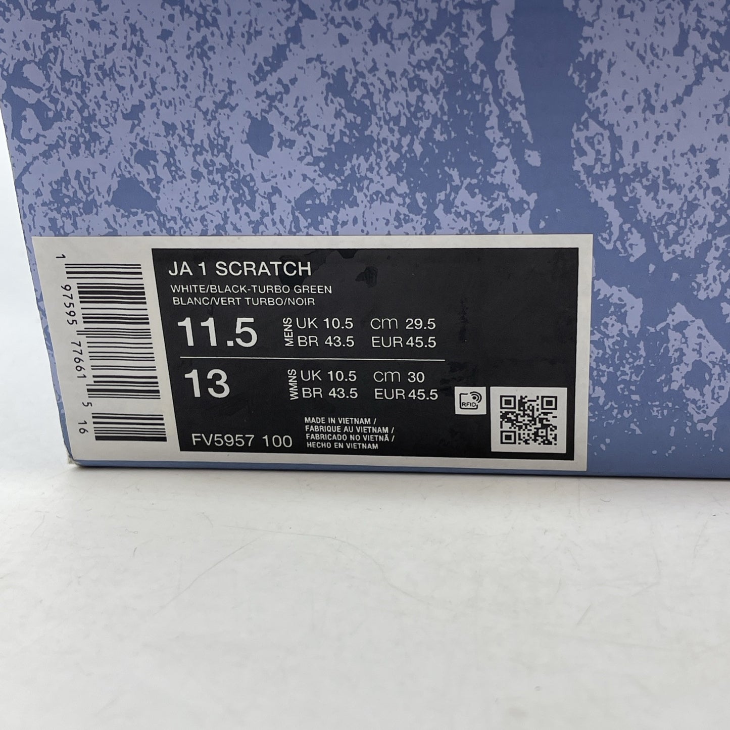 Size 11.5 - Nike Ja 1 Reverse Scratch White Black Suede Leather (FV5957-100)