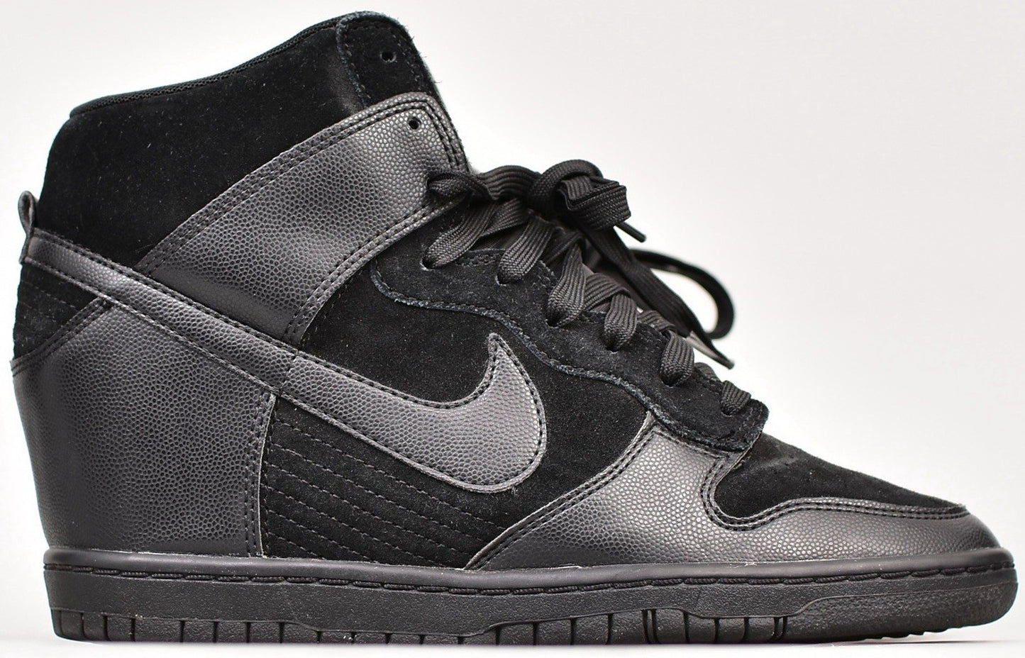 Size 9W- Nike Dunk Sky High Black Out Suede Leather (528899-004)