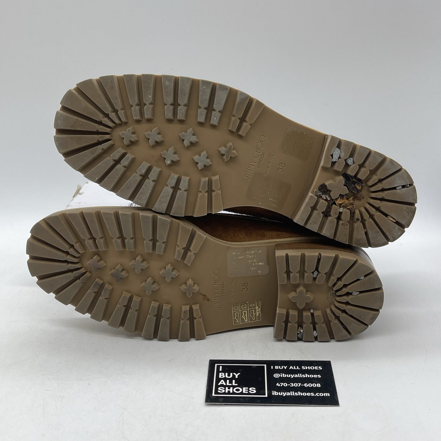 Size 38 - JIMMY CHOO Deanna Shearling lined suede lug sole moc toe loafers