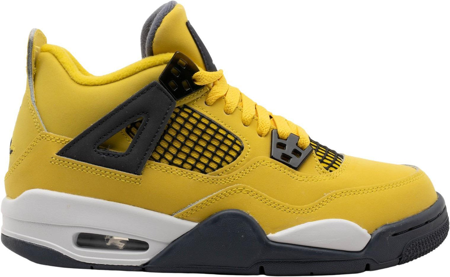 Size 7Y - Jordan 4 Retro GS Tour Yellow Grey Suede Leather (408452-700)