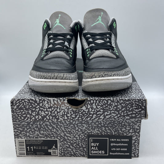 Size 11.5 - Air Jordan 3 Retro Green Glow Grey Black Suede Leather (CT8532-031)