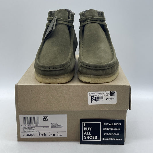 Size 8.5 - Clarks X Carhartt Wallabies Boots Olive Green Suede