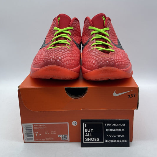 Size 7Y - Nike Kobe 6 Protro Low Reverse Grinch Red Suede (FV9676-600)