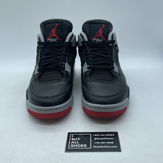 Size 9 - Air Jordan 4 Retro Bred Reimagined Black Grey Red Leather (FV5029-006)