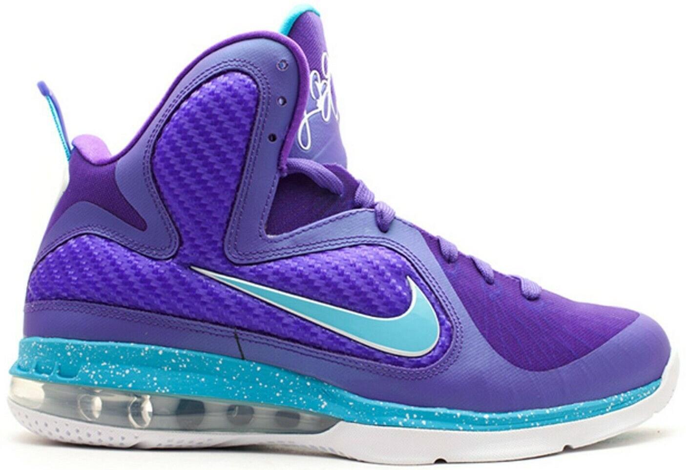 Size 13 - Nike LeBron 9 Summit Lake Hornets Purple Blue Leather (469764-500)