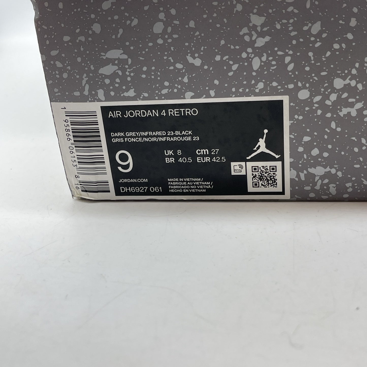 Size 9 - Jordan 4 Retro Mid Infrared Grey Black Suede (DH6927-061)