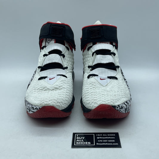 Size 11.5 - Nike LeBron 17 LeBron 4 Graffiti White Black Suede (CT6047-100)