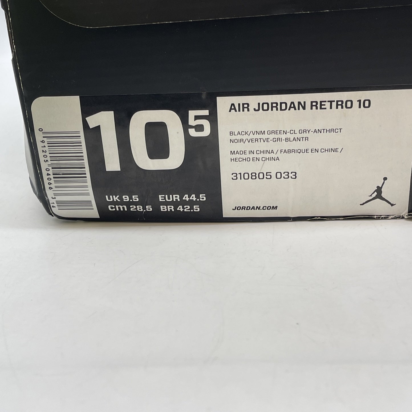Size 10.5 - Air Jordan 10 Retro Venom Black Green Suede Leather (310805-033)