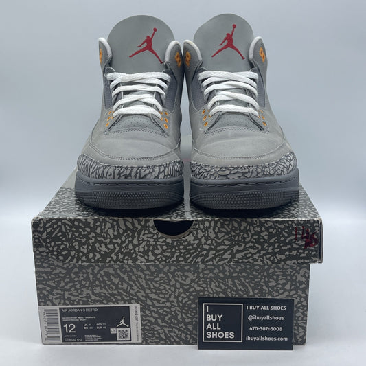Size 12 - Jordan 3 Retro Mid Cool Grey Red White Suede Leather (CT8532-012)
