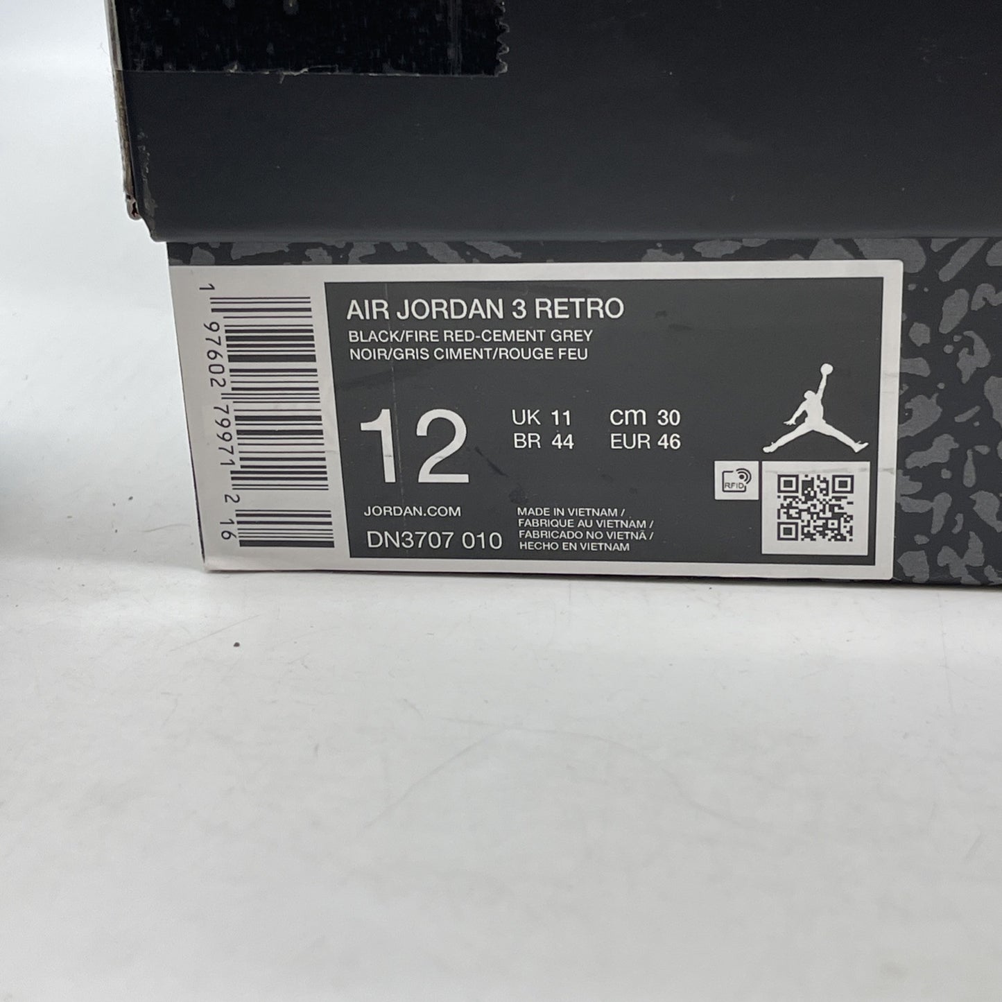 Size 12 - Air Jordan 3 Retro OG 2024 Black Cement Grey Suede (DN3607-010)