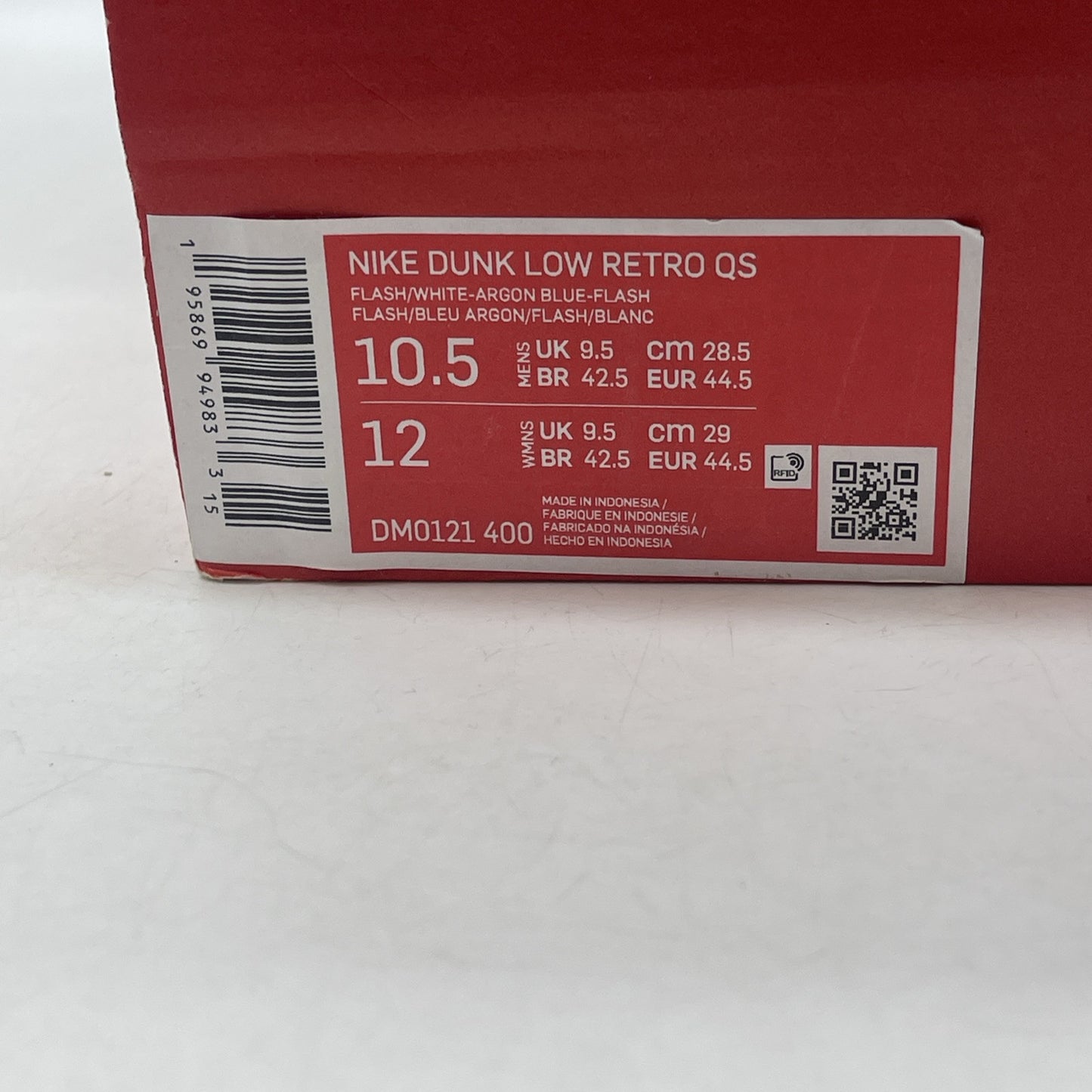 Size 10.5 - Nike Dunk Low Retro QS Argon Blue White Leather (DM0121-400)