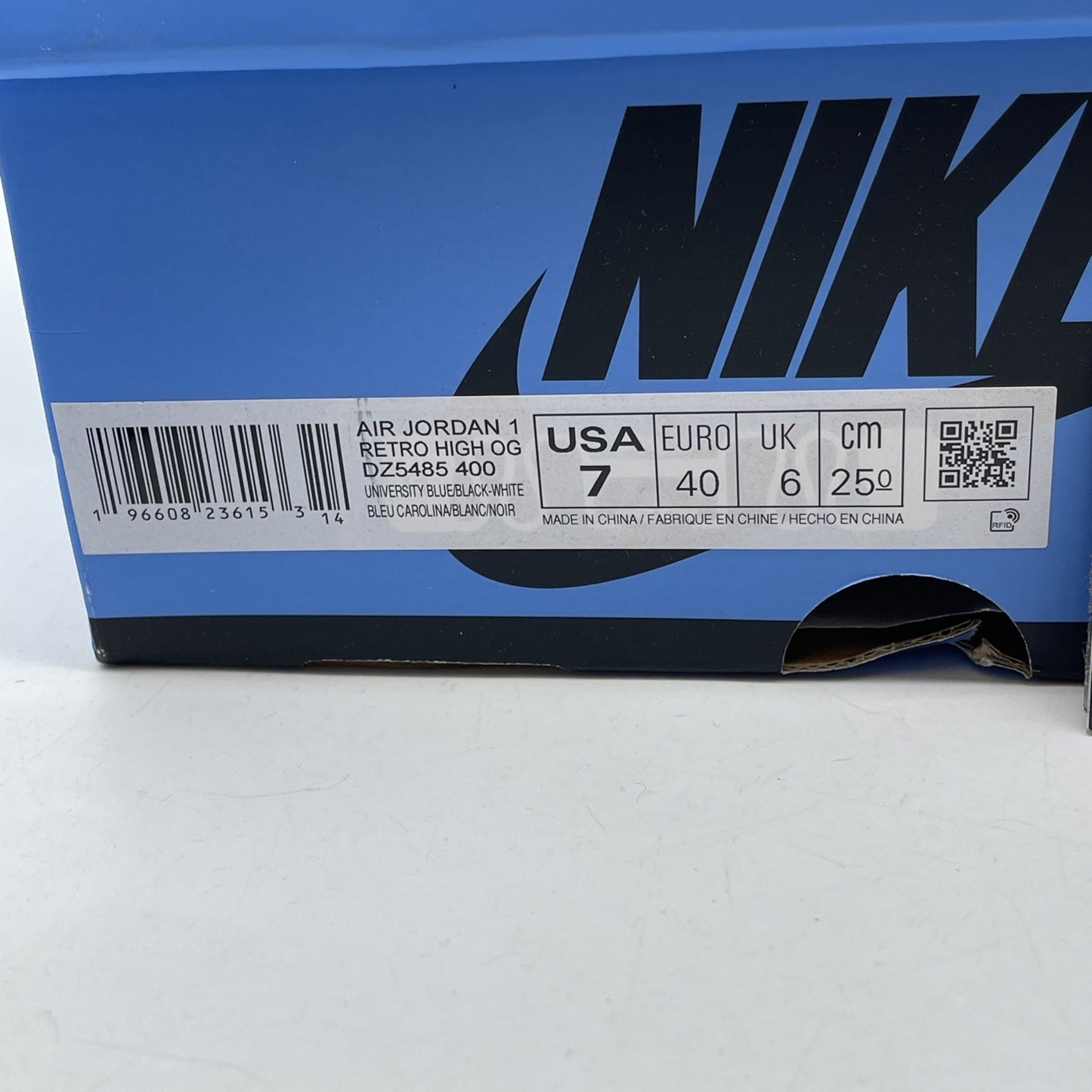 Size 7 - Jordan 1 Retro OG High UNC Toe Black Blue White Leather (DZ5485-400)