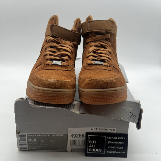 Size 9.5 - Nike Air Force 1 Suede High Tawny W (749266-201)