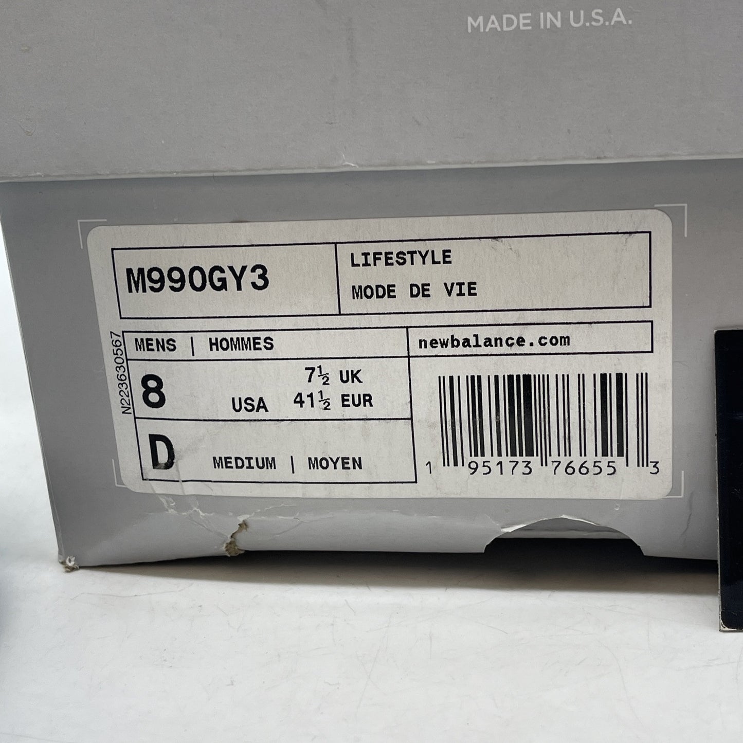 Size 8 - New Balance 990v3 Made in USA Grey White Suede Leather (M990GY3)