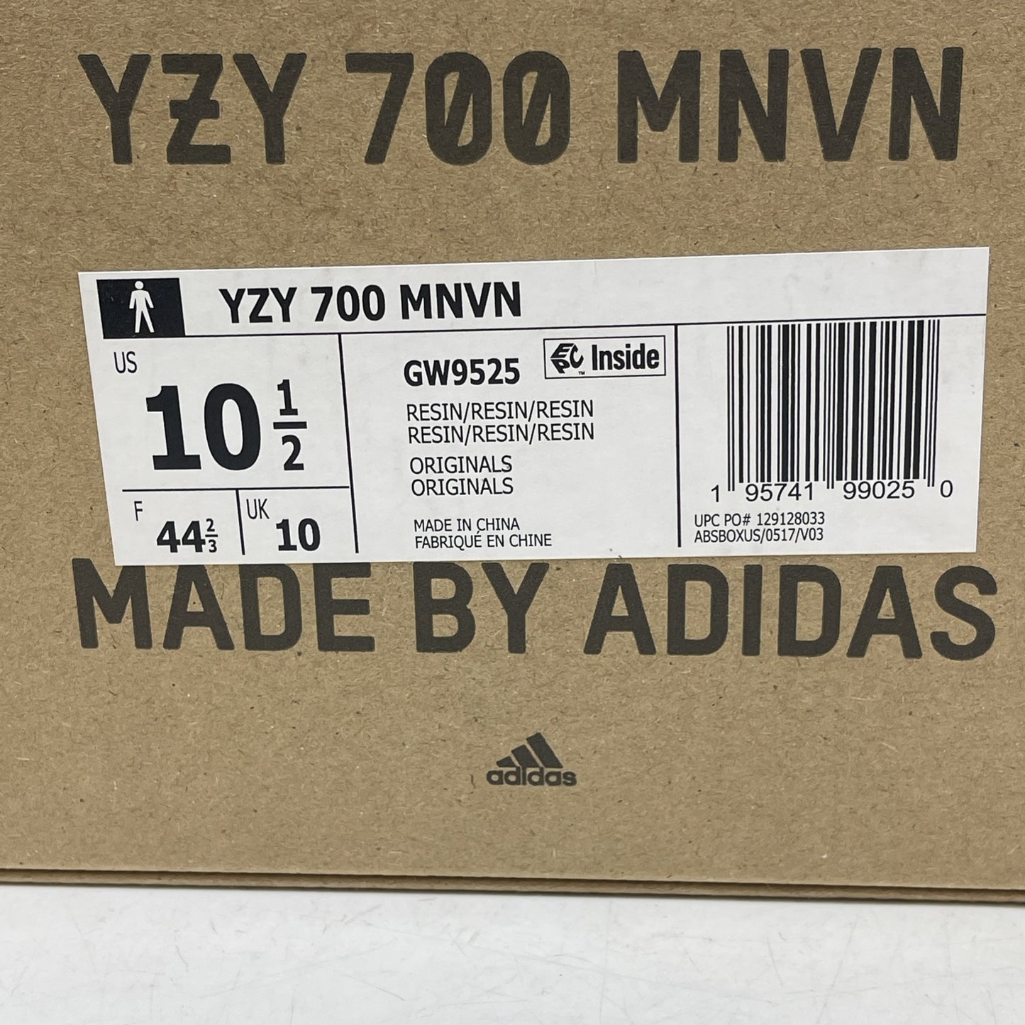 Size 10.5 - adidas Yeezy Boost 700 MNVN Resin Grey Black Suede (GW9525)