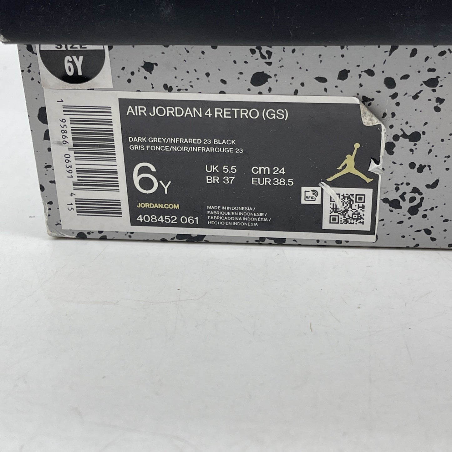 Size 6Y - Jordan 4 Retro Mid Infrared Grey Suede (408452-061)