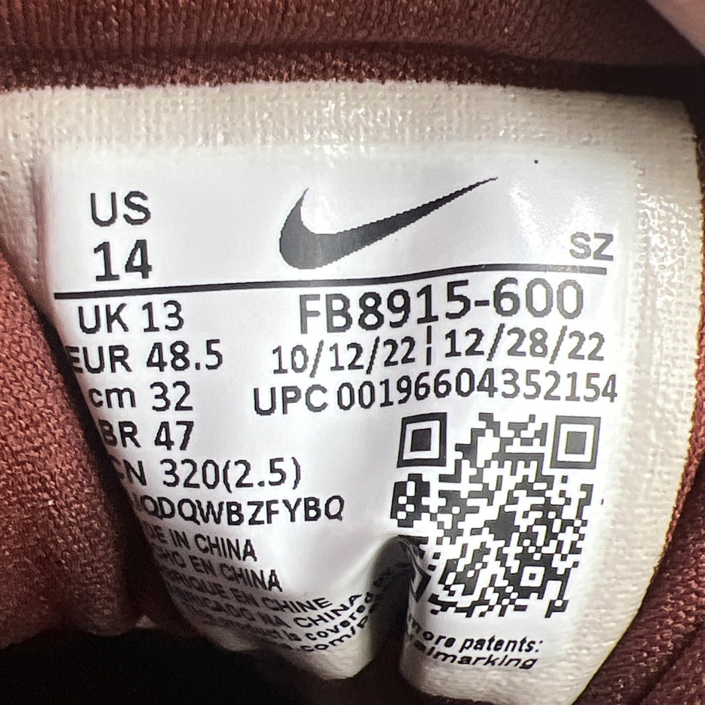 Size 14 - Nike Air Max 1 Premium Coral Stardust Corduroy (FB8915-600)