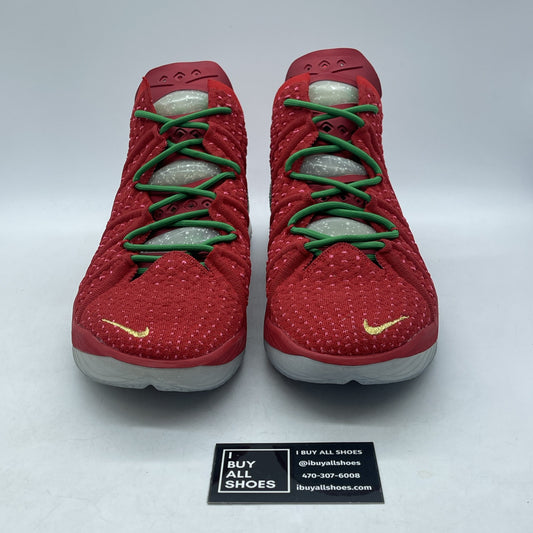 Size 11.5 - Nike LeBron 18 X-Mas In LA Red Green Suede (DB8148–601)