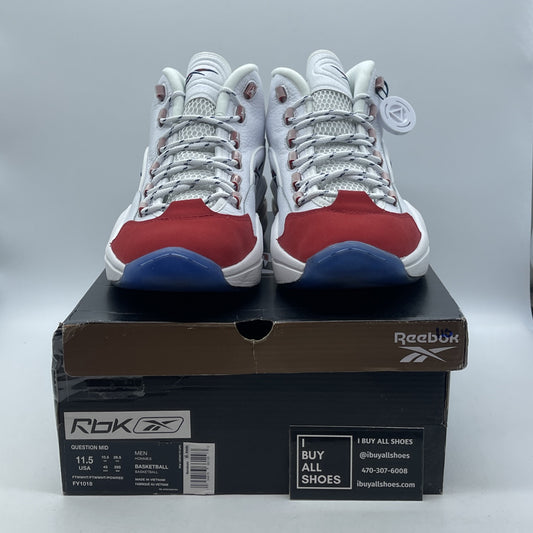Size 11.5 - Reebok Question OG 2020 Mid Red Toe White Leather (FY1018)