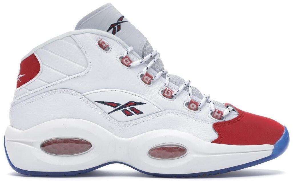 Size 9 - Reebok Question OG 2020 Mid Red Toe White Suede Leather (FY1018)