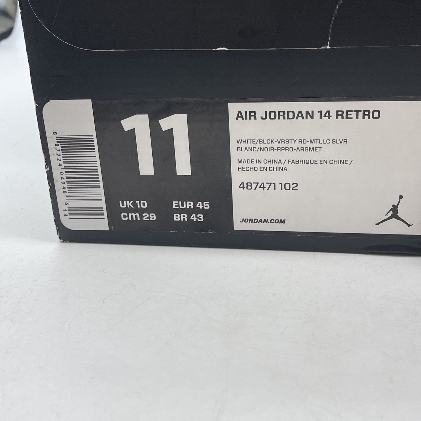 Size 11 - Air Jordan 14 Retro 2014 Black Toe White Suede Leather (487471-102)