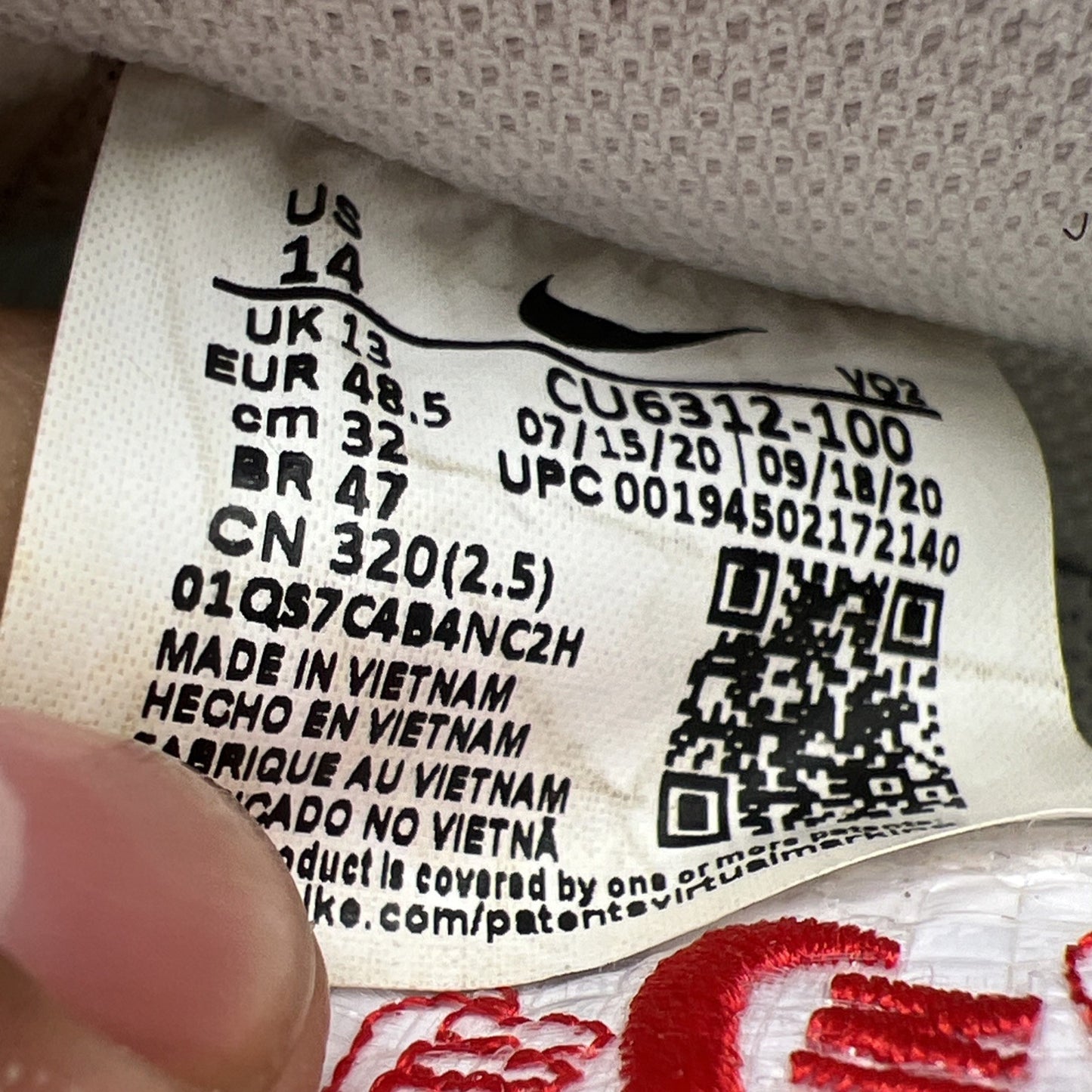 Size 14 - Nike Air Force 1 '07 LX Thank You Plastic Bag (CU6312-100)