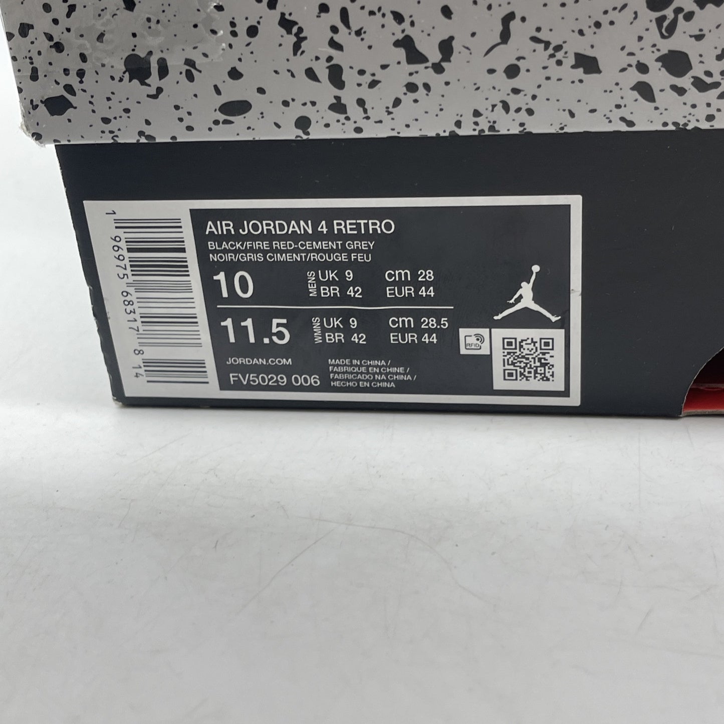 Size 10 - Air Jordan 4 Retro Bred Reimagined Black Grey Leather (FV5029-006)