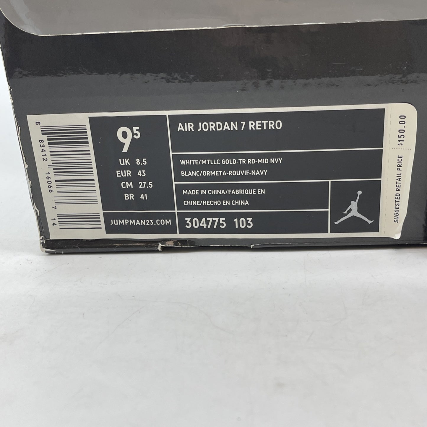 Size 9.5 - Air Jordan 7 Retro For The Love Of The Game White (304775-103)
