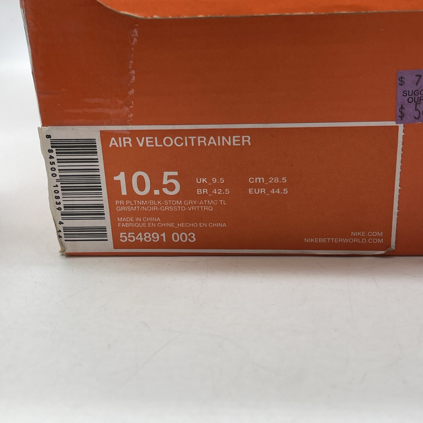 Size 10.5 - Nike Air Velocitrainer Stadium Grey black Green (554891-003)