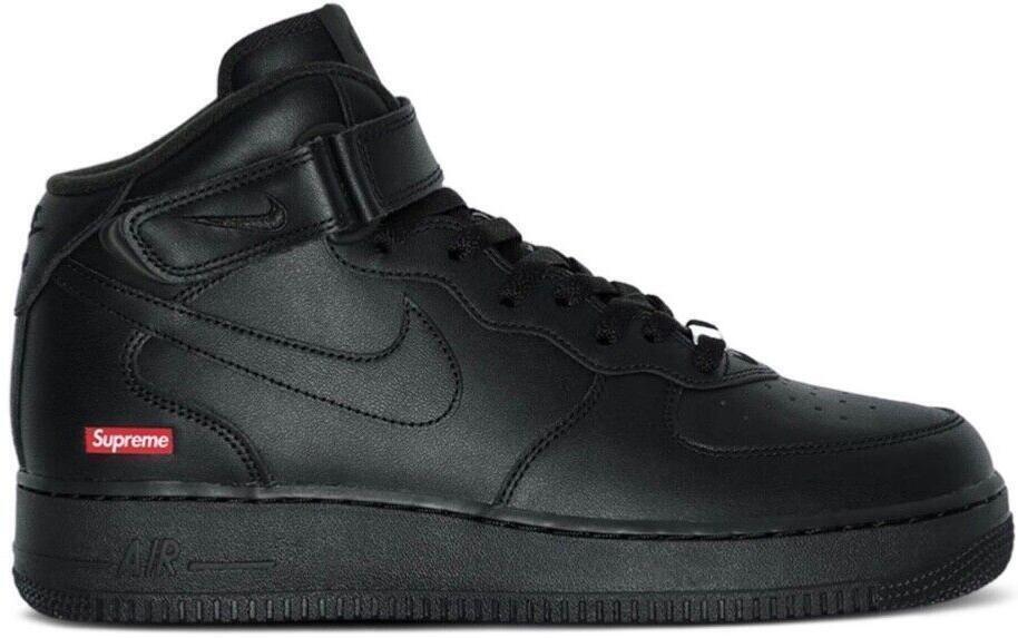 Size 10.5 - Nike Supreme x Air Force 1 Mid Box Logo Triple Black (FZ8784-001)